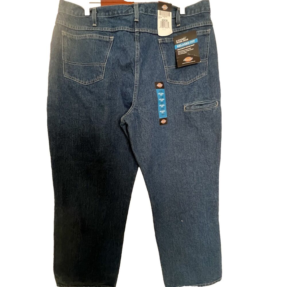 Dickies Mens Jeans 40 x 30 6 Pocket Workwear Double knee Relaxed Fit Denim NWT - Picture 2 of 5